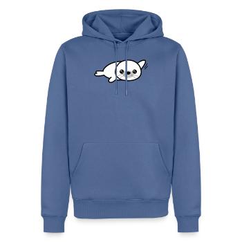 Niedliche Robbe im Schwarz-Weiß Stil - Männer Premium Bio Hoodie - Taubenblau - Vorne - Nico (187cm)