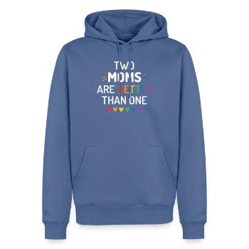 Deux mamans valent mieux qu’une - Mois de la fierté LGBT - Sweat à capuche Premium bio Homme - bleu pigeon - Devant - Nico (187cm)