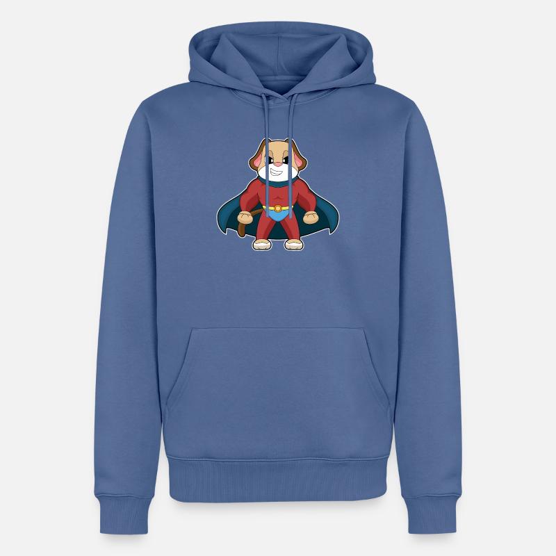 Cape de super-héros chien - Sweat à capuche Premium bio Homme - bleu pigeon