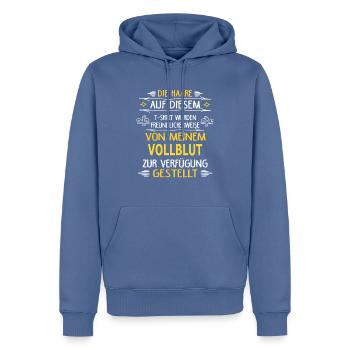 VOLLBLUT - Männer Premium Bio Hoodie - Taubenblau - Vorne - Nico (187cm)
