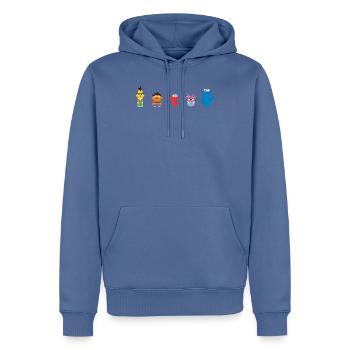 Sesame Street Pixel Design Characters - Men’s Premium Organic Hoodie - stone blue - Front - Nico (187cm)