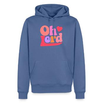 Oh Lord - Männer Premium Bio Hoodie - Taubenblau - Vorne - Nico (187cm)