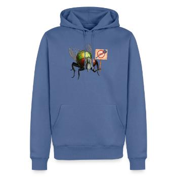 Le Manifestant contre les Mouches - Sweat à capuche Premium bio Homme - bleu pigeon - Devant - Nico (187cm)