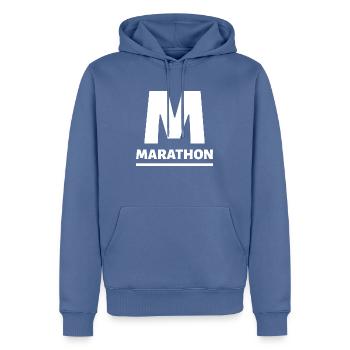 Triathlon Natation Vélo Run Marathon - Sweat à capuche Premium bio Homme - bleu pigeon - Devant - Nico (187cm)
