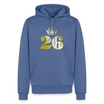 26 Zahl Krone Gold - Männer Premium Bio Hoodie - Taubenblau - Vorne - Nico (187cm)