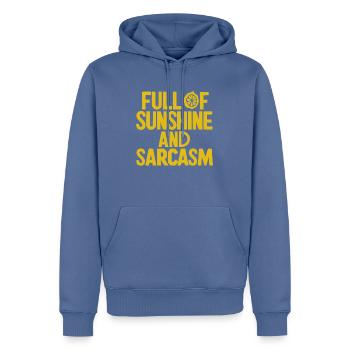 Full of sunshine and sarcasm - Männer Premium Bio Hoodie - Taubenblau - Vorne - Nico (187cm)