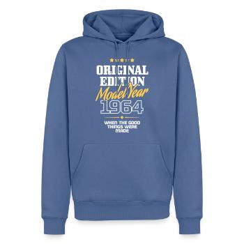 Original Edition - Model Year 1964 - Men’s Premium Organic Hoodie - stone blue - Front - Nico (187cm)