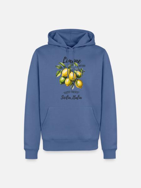 Limone Citrus Italia Design - Männer Premium Bio Hoodie - Taubenblau