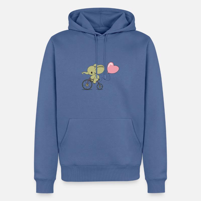 Éléphant à vélo - Sweat à capuche Premium bio Homme - bleu pigeon