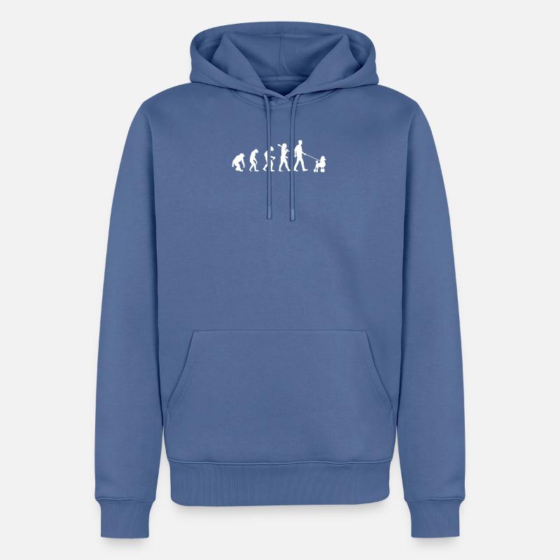 Evolution des Caniches - Sweat à capuche Premium bio Homme - bleu pigeon