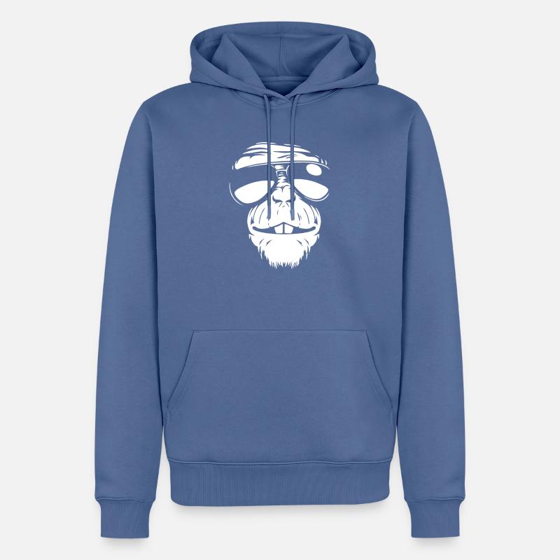 Chimpanzés et lunettes de soleil - Sweat à capuche Premium bio Homme - bleu pigeon