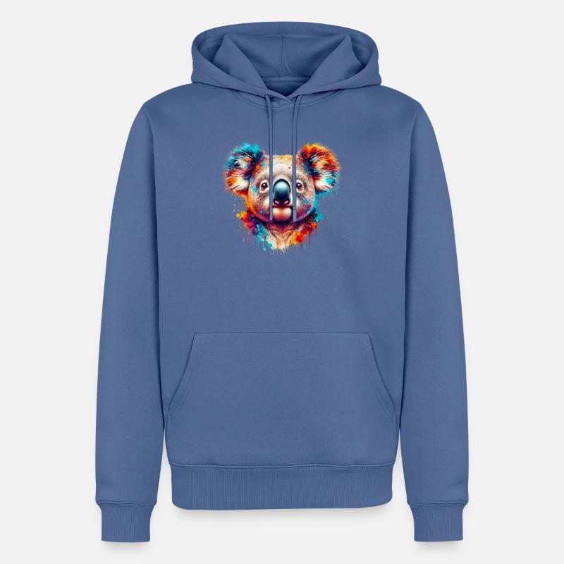 Koala - Sweat à capuche Premium bio Homme - bleu pigeon