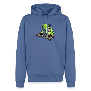 DJ Frosch - Männer Premium Bio Hoodie - Taubenblau - Vorne - Nico (187cm)