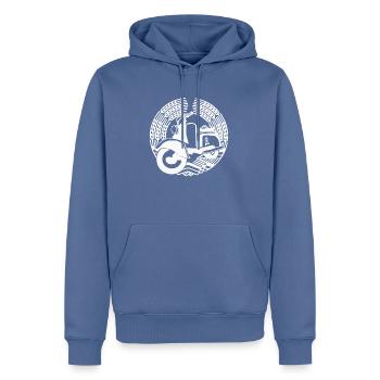 Berliner Roller weiß - Männer Premium Bio Hoodie - Taubenblau - Vorne - Nico (187cm)