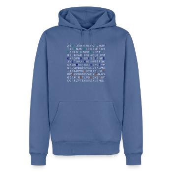 Freiheit, Demokratie und Vielfalt im Letter-Mix. - Männer Premium Bio Hoodie - Taubenblau - Vorne - Nico (187cm)