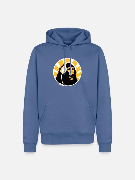 Monkey with Headphones - Männer Premium Bio Hoodie - Taubenblau