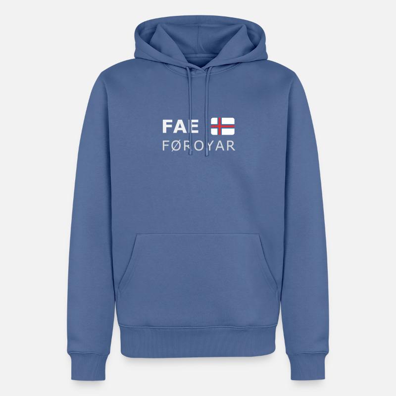FAE FØROYAR white-lettered - Männer Premium Bio Hoodie - Taubenblau