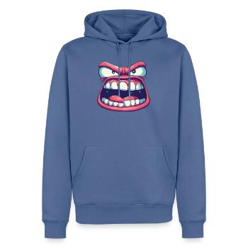 Rosa Gesicht mit seltsamem Blick und wütendem offenem Mund - Männer Premium Bio Hoodie - Taubenblau - Vorne - Nico (187cm)