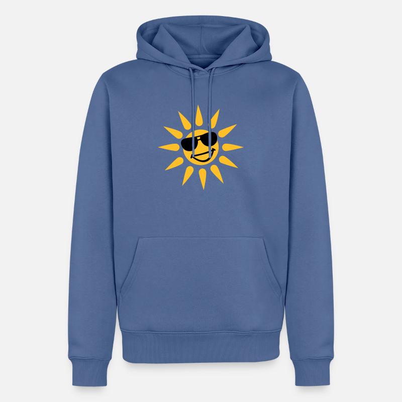 Soleil - Sweat à capuche Premium bio Homme - bleu pigeon