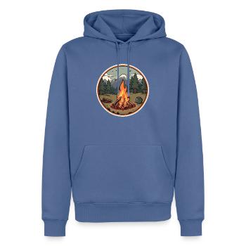 bushcraft - Männer Premium Bio Hoodie - Taubenblau - Vorne - Nico (187cm)