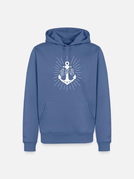 Anker weiss - Männer Premium Bio Hoodie - Taubenblau