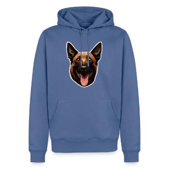 berger belge Malinois - Sweat à capuche Premium bio Homme - bleu pigeon - Devant - Nico (187cm)