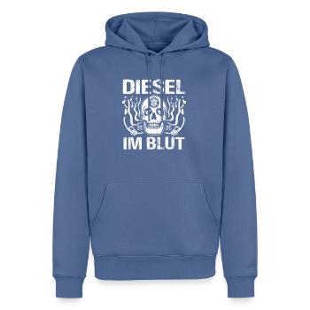 Diesel im Blut - Männer Premium Bio Hoodie - Taubenblau - Vorne - Nico (187cm)