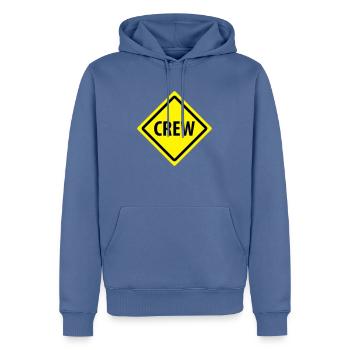 crew roadsign - Sweat à capuche Premium bio Homme - bleu pigeon - Devant - Nico (187cm)