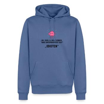 LEHRER - Männer Premium Bio Hoodie - Taubenblau - Vorne - Nico (187cm)