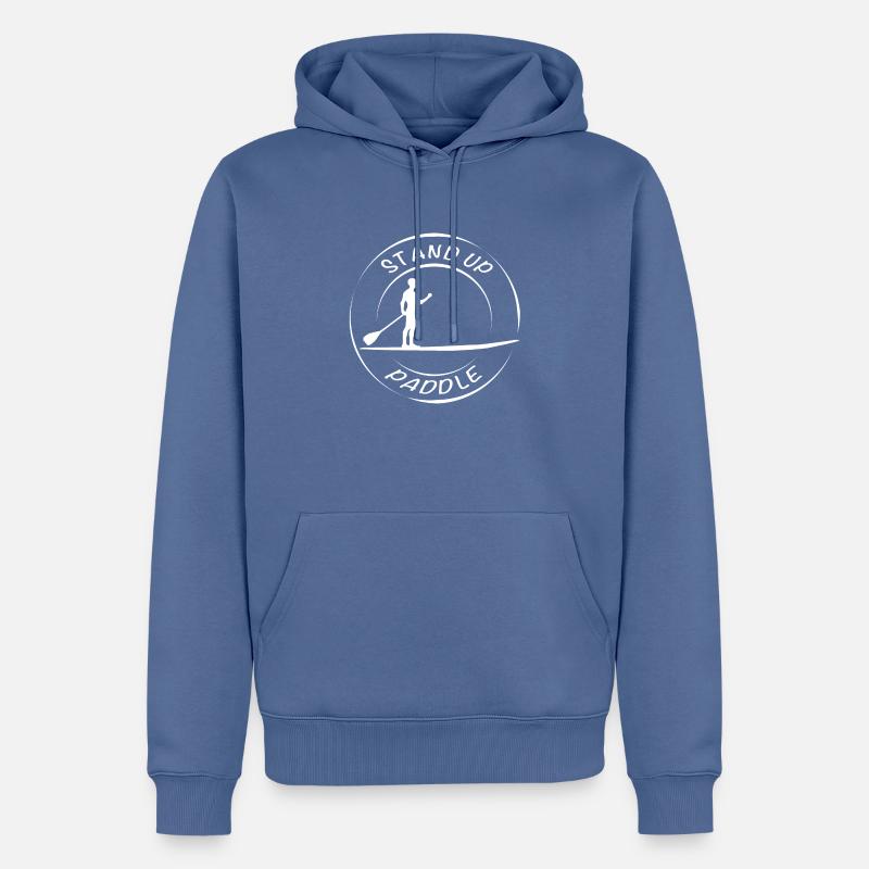 SUP Trend Stand Up Paddle LOGO Blanc - Sweat à capuche Premium bio Homme - bleu pigeon