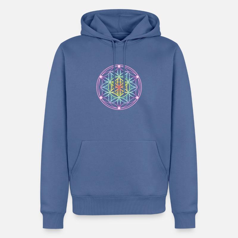 Graine de vie et tétraèdre - Sweat à capuche Premium bio Homme - bleu pigeon