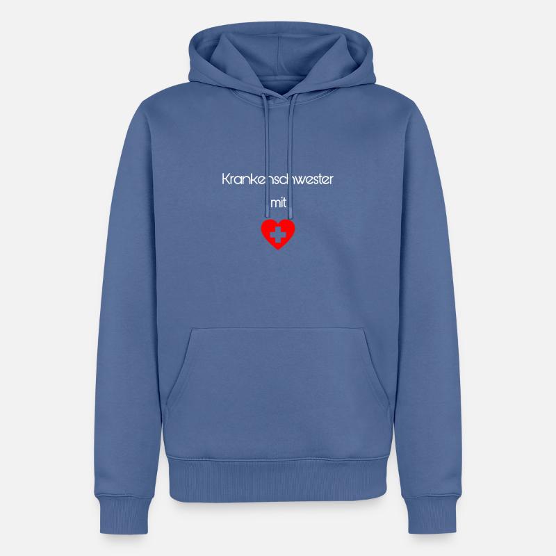infirmière - Sweat à capuche Premium bio Homme - bleu pigeon
