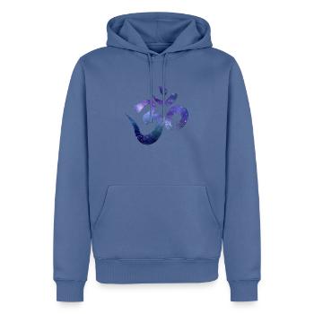 Signe Om - Sweat à capuche Premium bio Homme - bleu pigeon - Devant - Nico (187cm)