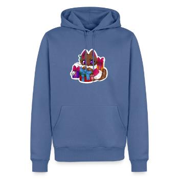 Present Cat🎁🐱 - Männer Premium Bio Hoodie - Taubenblau - Vorne - Nico (187cm)