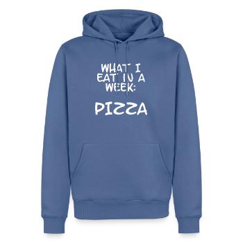 what I eat in a week: pizza -Sayings - Gift - Men’s Premium Organic Hoodie - stone blue - Front - Nico (187cm)