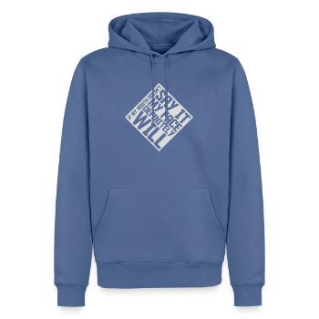 Mon visage le fera certainement - Sweat à capuche Premium bio Homme - bleu pigeon - Devant - Nico (187cm)