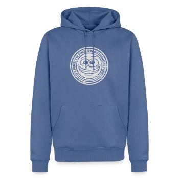 everything is fine quote - Men’s Premium Organic Hoodie - stone blue - Front - Nico (187cm)