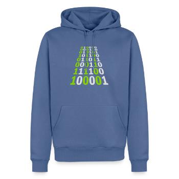Langage de programme de code binaire - Sweat à capuche Premium bio Homme - bleu pigeon - Devant - Nico (187cm)