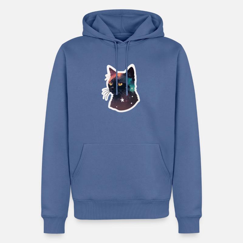 Chat dans les étoiles - Sweat à capuche Premium bio Homme - bleu pigeon