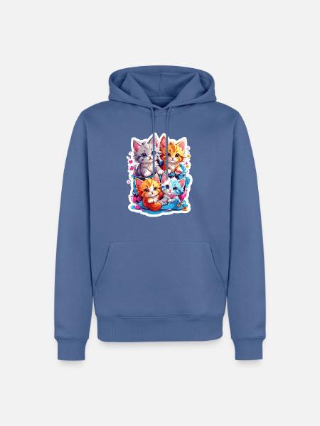 Cat quartet - Männer Premium Bio Hoodie - Taubenblau