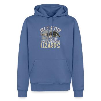 Tegu Eidechse Reptil Herpetologe - Männer Premium Bio Hoodie - Taubenblau - Vorne - Nico (187cm)