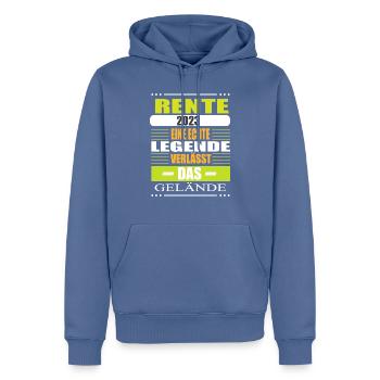 Rente 2023 Eine Echte Legende Verlässt Das Gelände - Männer Premium Bio Hoodie - Taubenblau - Vorne - Nico (187cm)