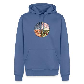 4 Jahreszeiten Baum - Männer Premium Bio Hoodie - Taubenblau - Vorne - Nico (187cm)