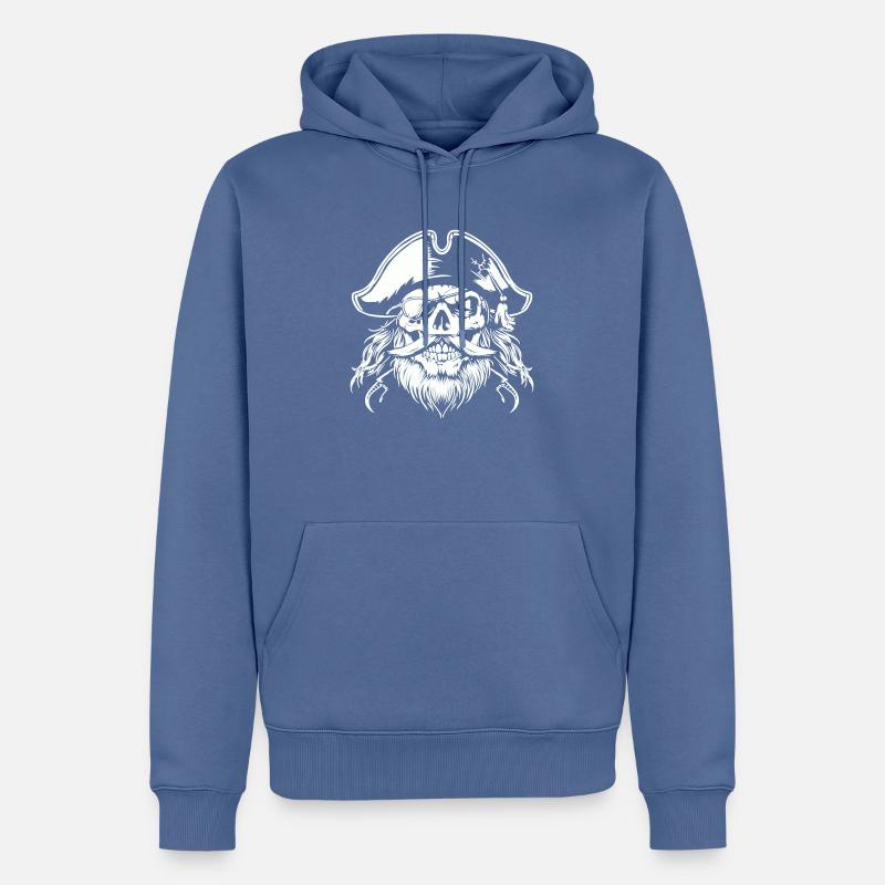 crâne de pirate - Sweat à capuche Premium bio Homme - bleu pigeon