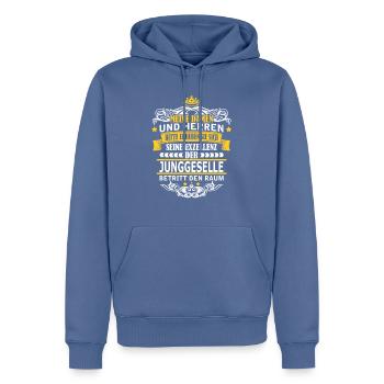 JUNGGESELLE - Männer Premium Bio Hoodie - Taubenblau - Vorne - Nico (187cm)