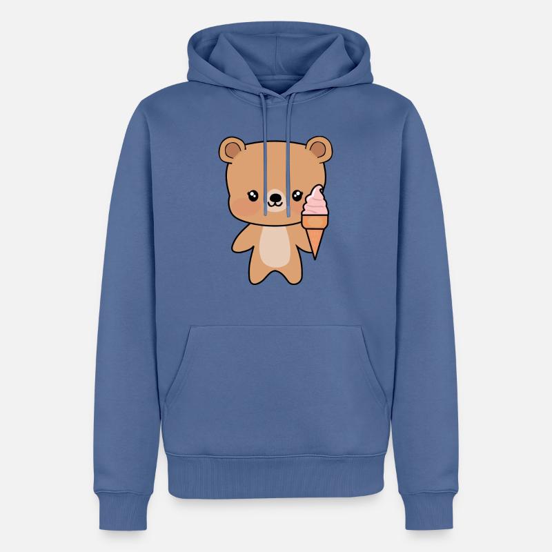Süßer Teddy mit Eis - Männer Premium Bio Hoodie - Taubenblau