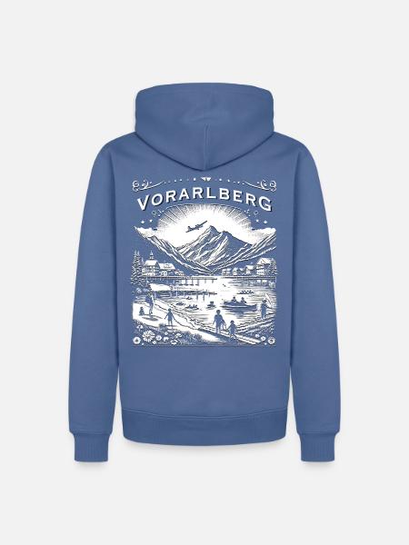 Vorarlberg Design - Berge, See und Kinder - Männer Premium Bio Hoodie - Taubenblau