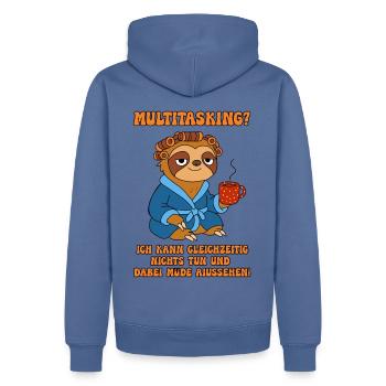 Multitasking - Faultier - Ich kann nichts tun - Männer Premium Bio Hoodie - Taubenblau - Hinten - Nico (187cm)