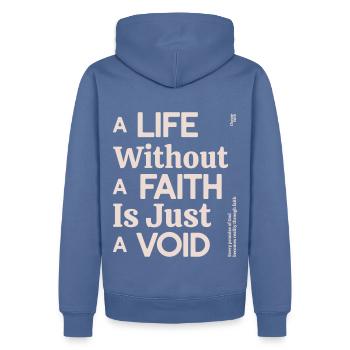 Design Zitat Glaube Inspirierendes christliches Leben - Männer Premium Bio Hoodie - Taubenblau - Hinten - Nico (187cm)