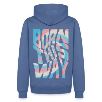 Born This Way – Trans Pride Edition - Men’s Premium Organic Hoodie - stone blue - Back - Nico (187cm)